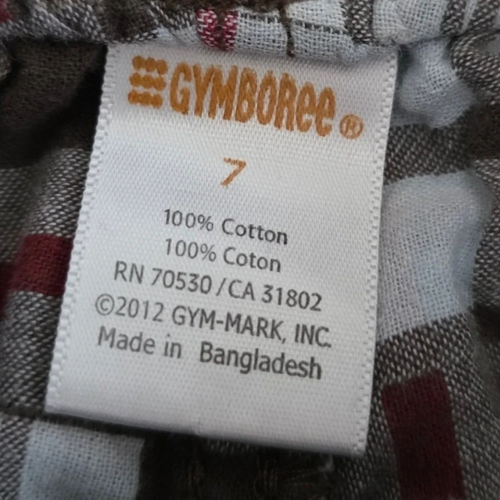 Gymboree Shorts Boys‎ 7 Brown Plaid Cotton Shorts Elastic Waist